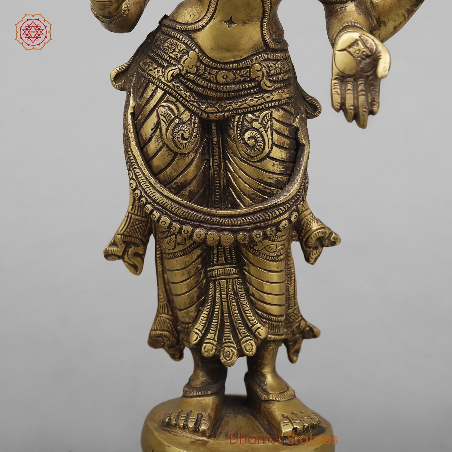 Brass Lakshmi Standing Fine, Antique Finish 17”