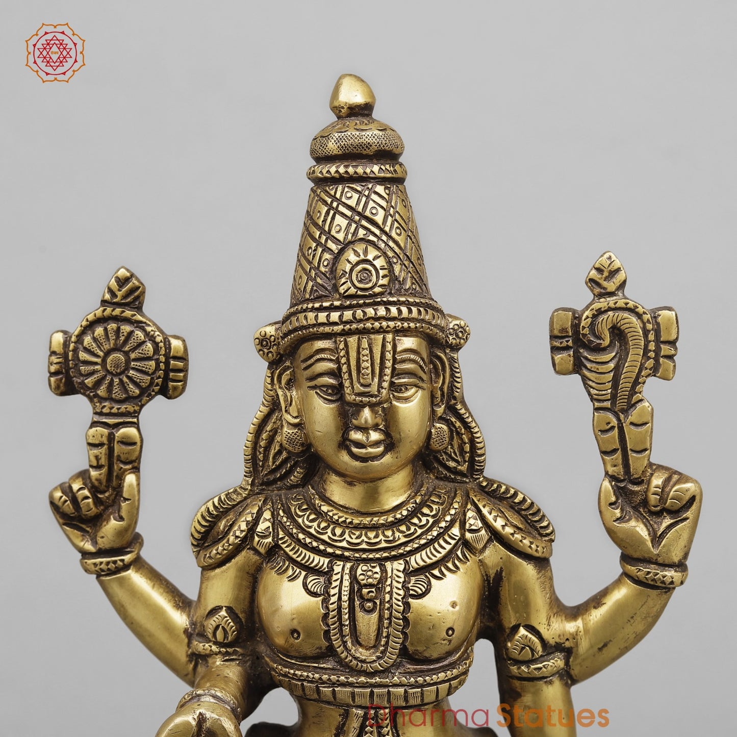 Brass Tirupati Balaji Standing, Antique Finish 16”