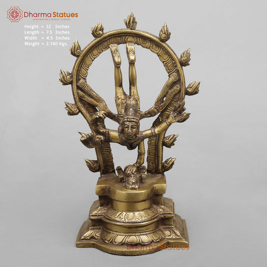 Brass Tandav Natraj Fine, Antique Finish 12”