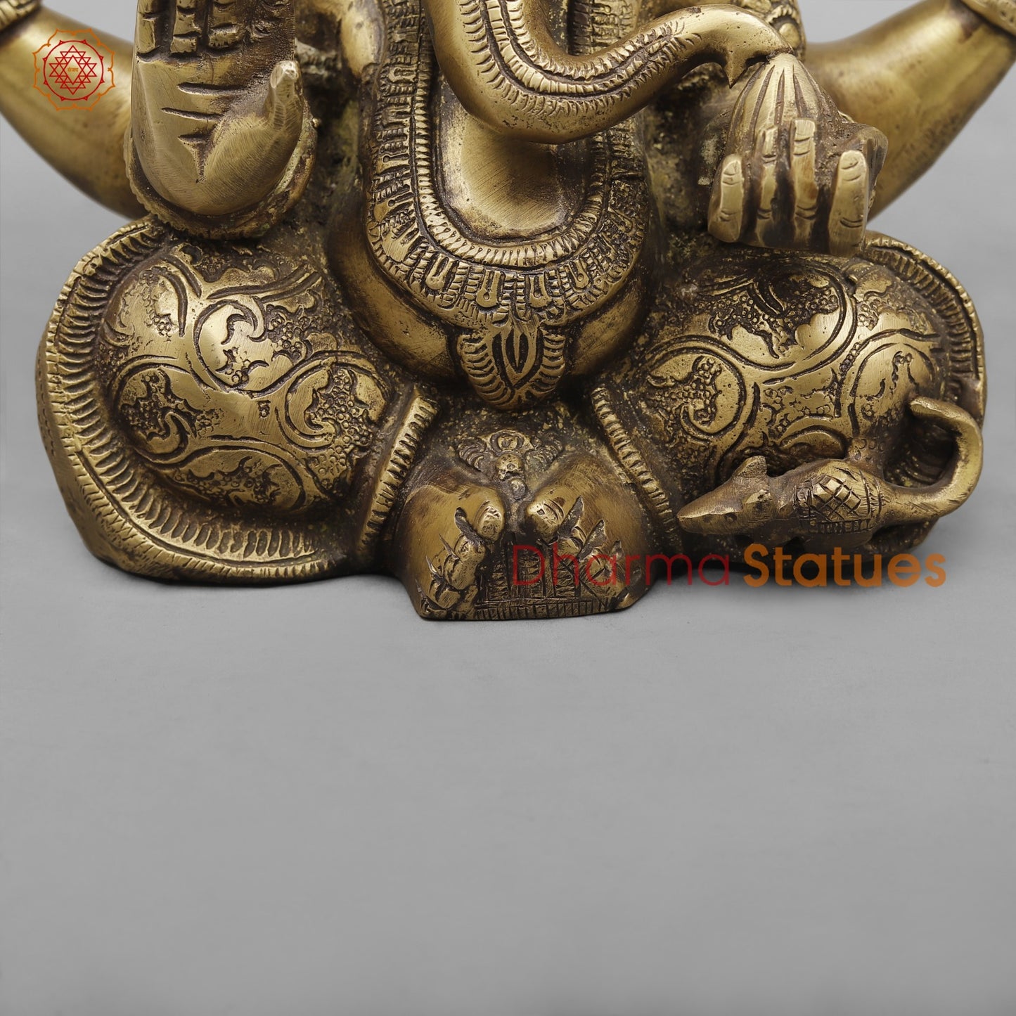 Brass Ganesh with Long Ears, Antique Finish 9”
