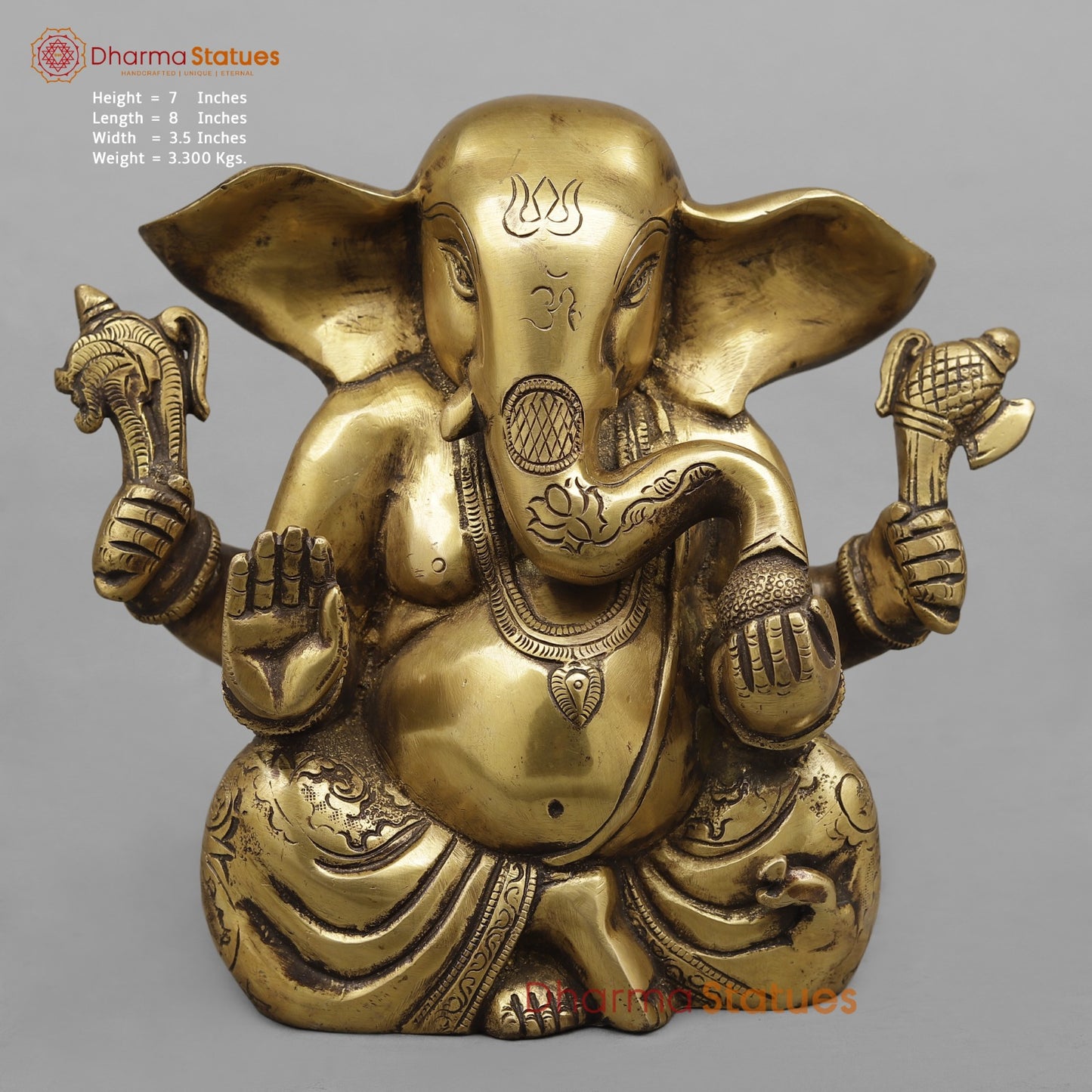 Brass Appu Ganesh Fine, Antique Finish 7”