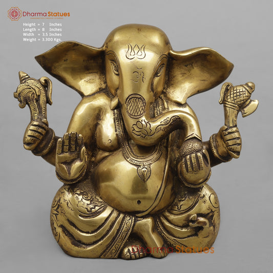 Brass Appu Ganesh Fine, Antique Finish 7”