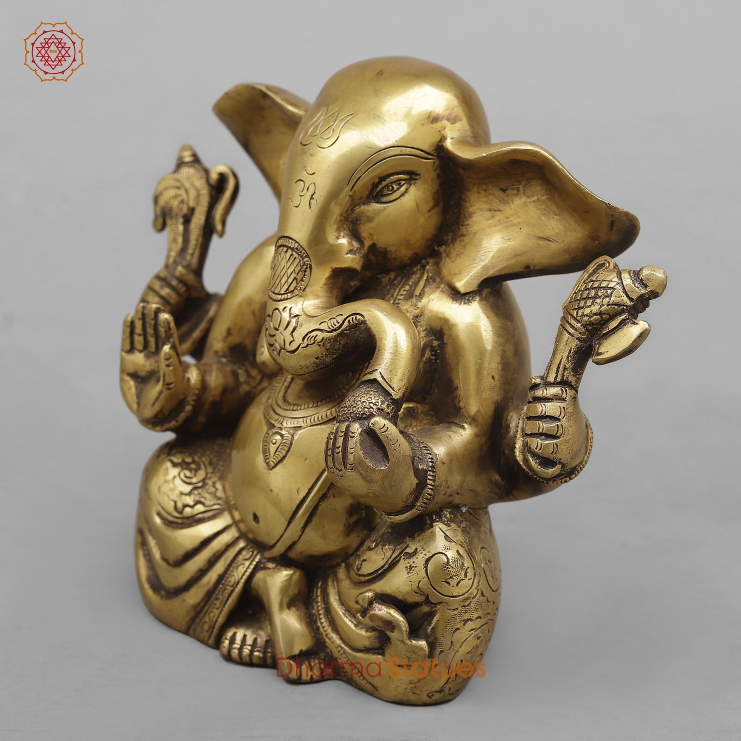 Brass Appu Ganesh Fine, Antique Finish 7”