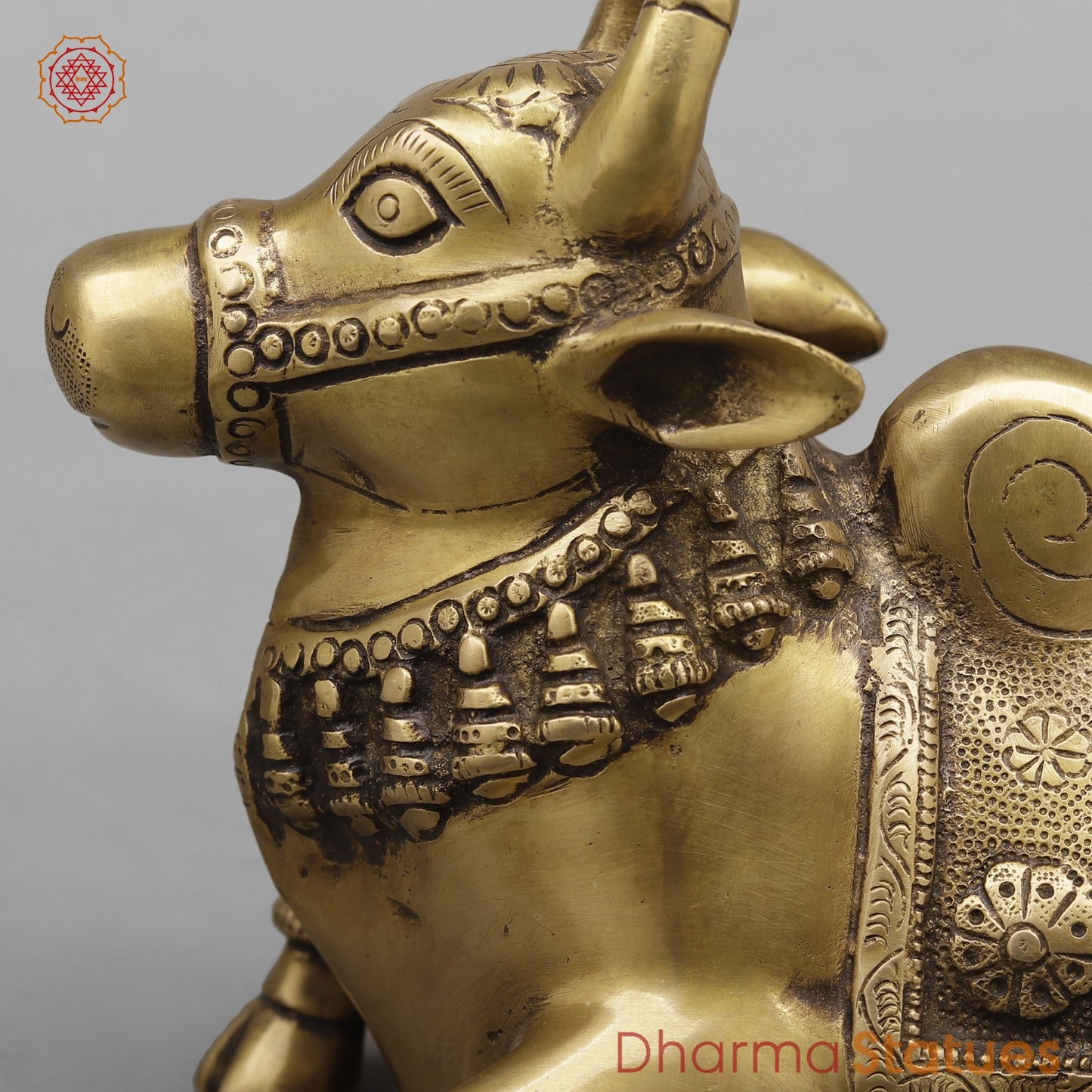 Brass Nandi Seated Fine, Antique Finish 10”