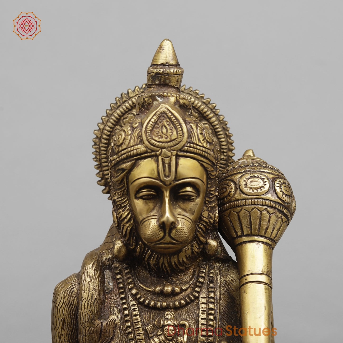 Brass Hanuman ji Blessing, Antique Finish 11”
