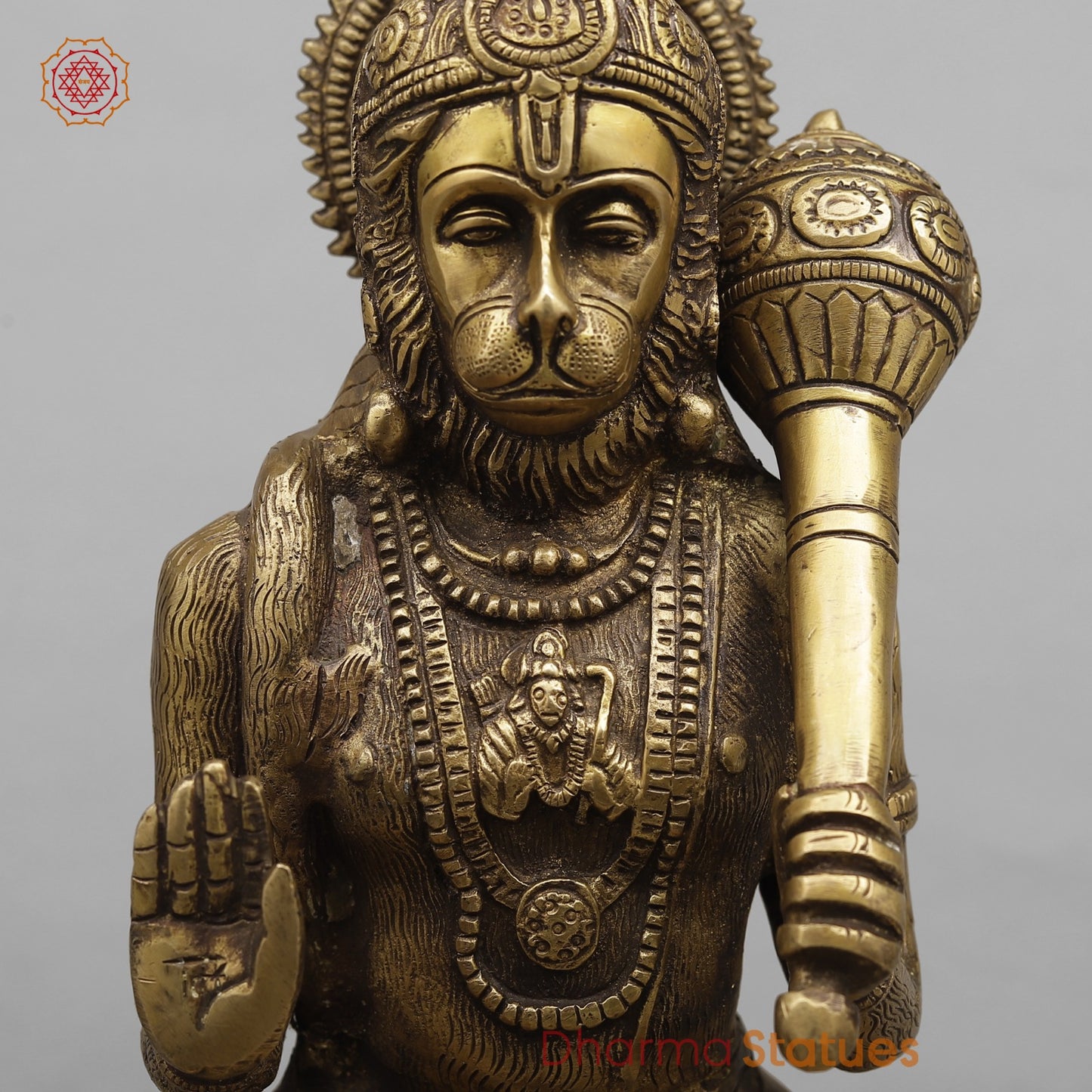 Brass Hanuman ji Blessing, Antique Finish 11”
