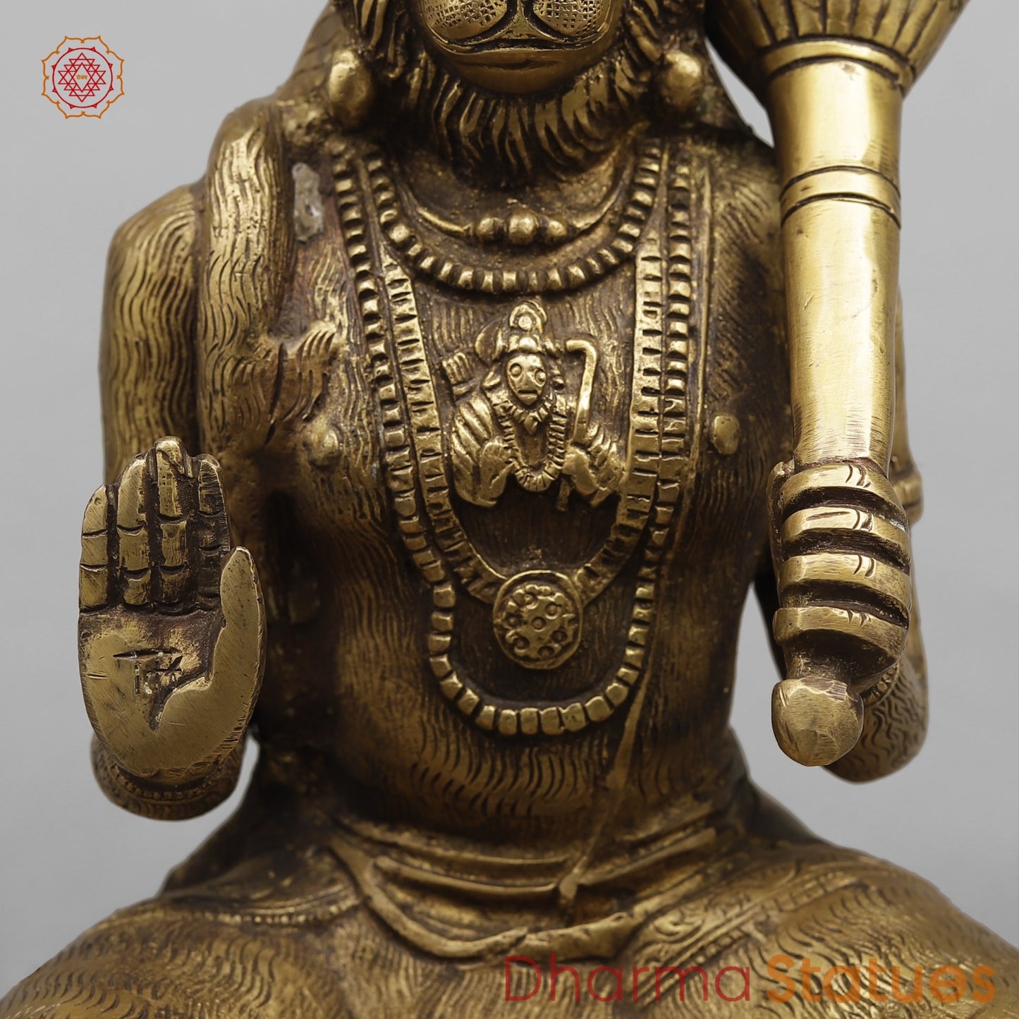 Brass Hanuman ji Blessing, Antique Finish 11”
