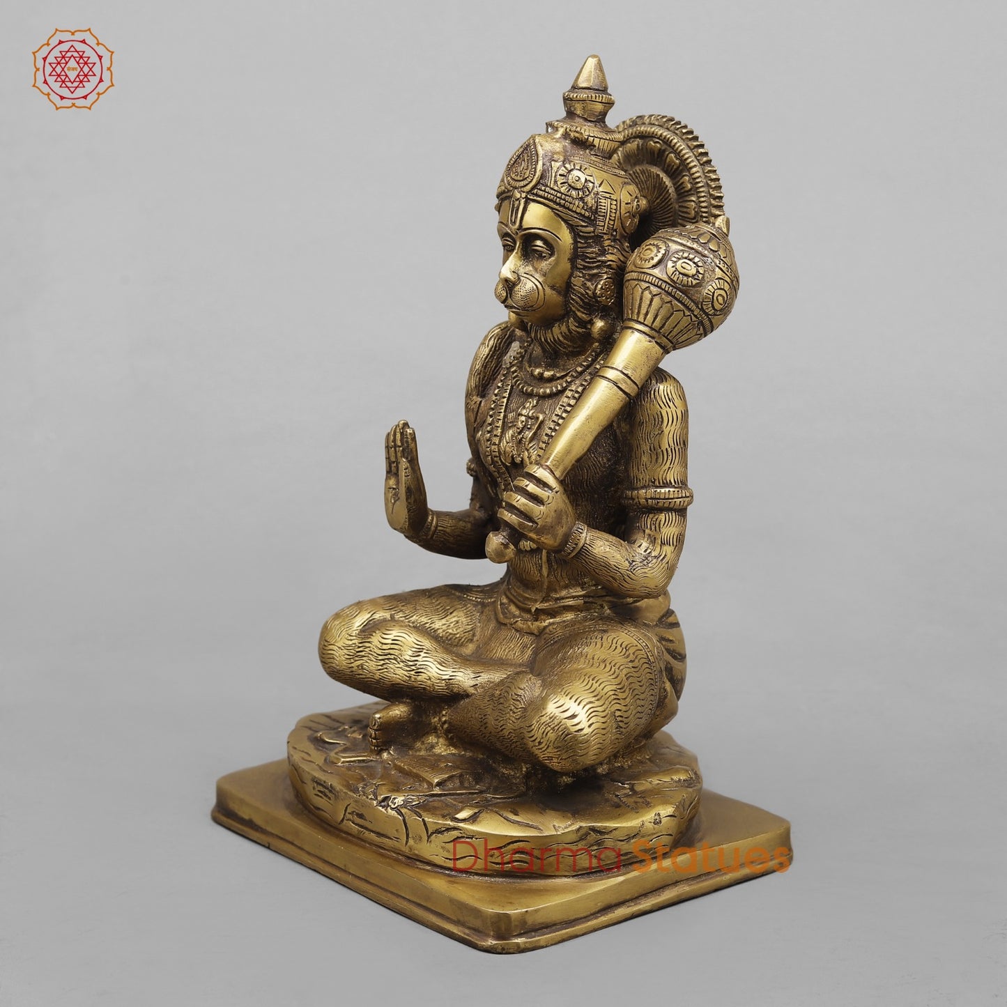 Brass Hanuman ji Blessing, Antique Finish 11”