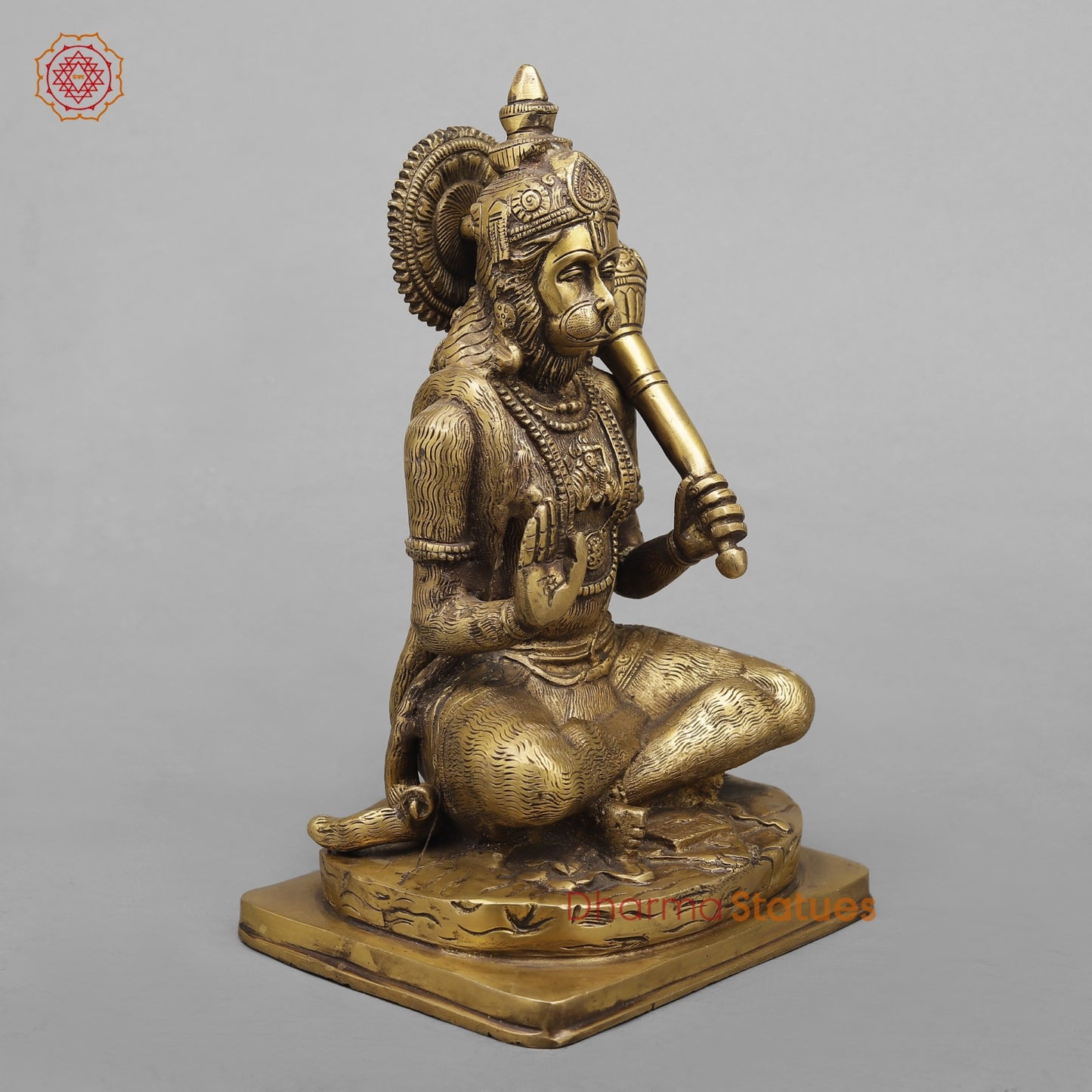 Brass Hanuman ji Blessing, Antique Finish 11”