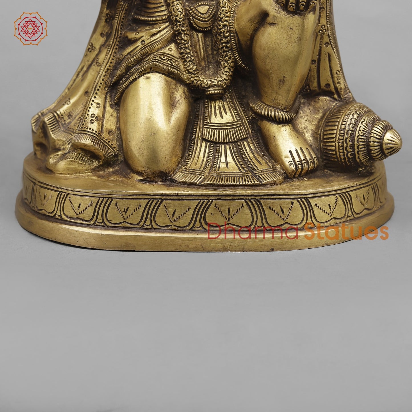 Brass Hanuman Ji seated In blessing posture, Antique Finish 12.5”