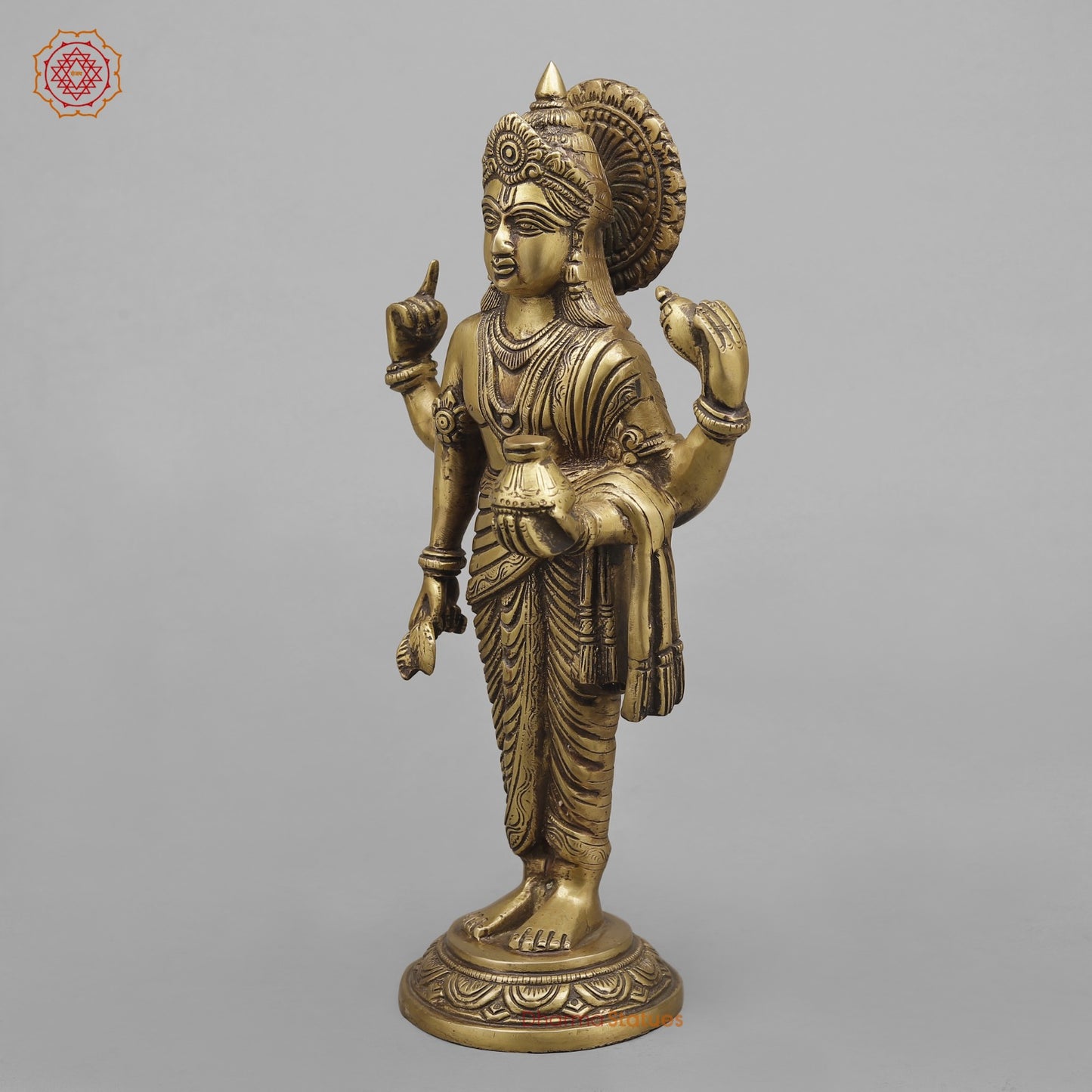 Brass Dhanwantri Standing , Antique Finish 14”