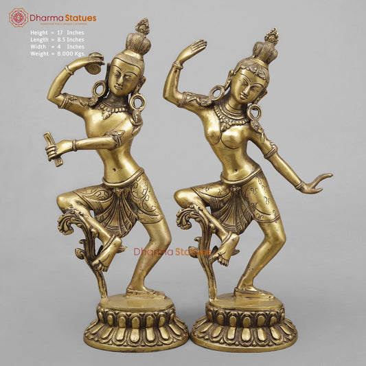 Brass Shiva Parwati Dancing Gracefully, Antique finish 17”