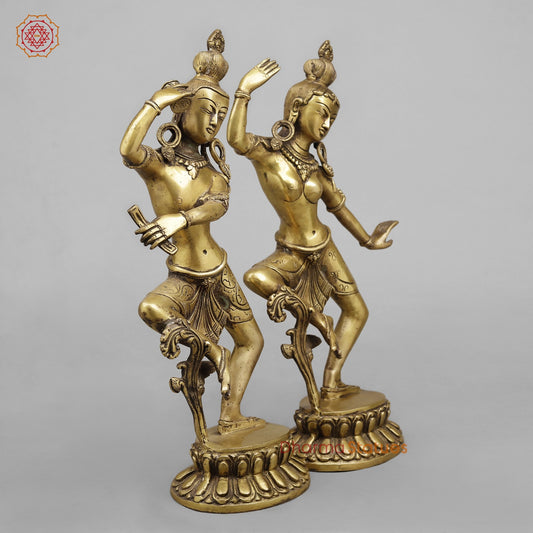 Brass Shiva Parwati Dancing Gracefully, Antique finish 17”