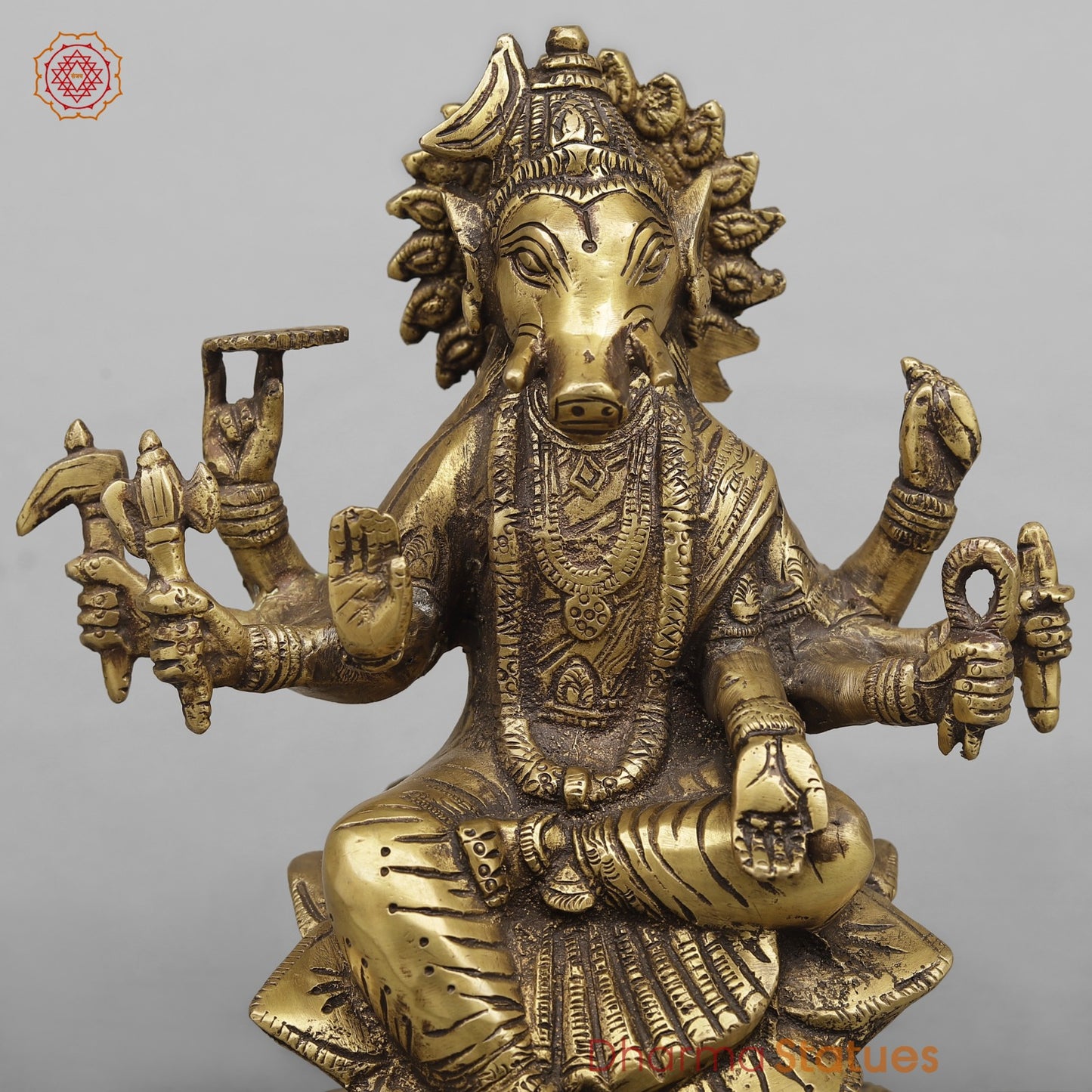 Brass Varahi seated Fine, Antique Finish 8.5”