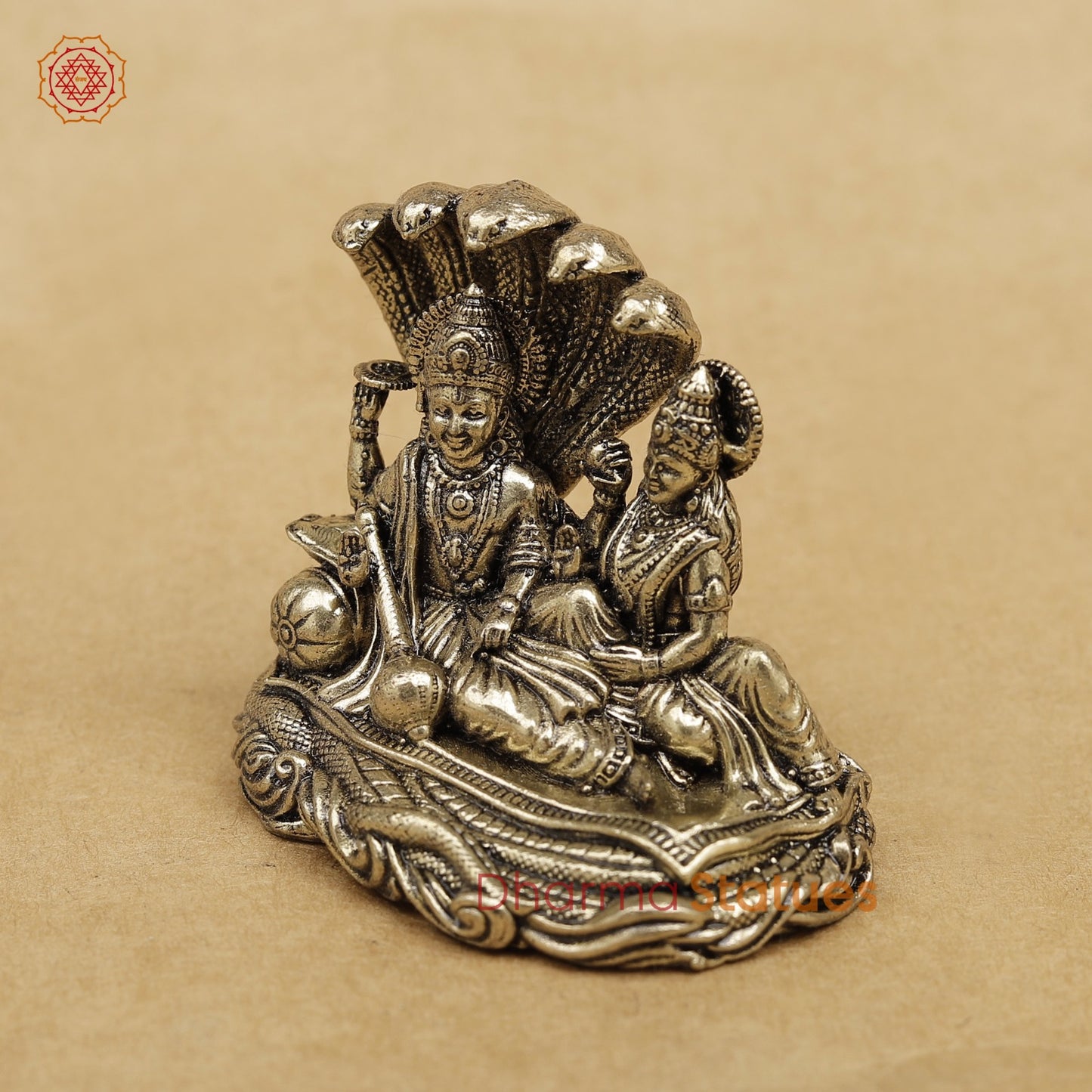 Brass Vishnu Lakshmi Resting Fine 2”