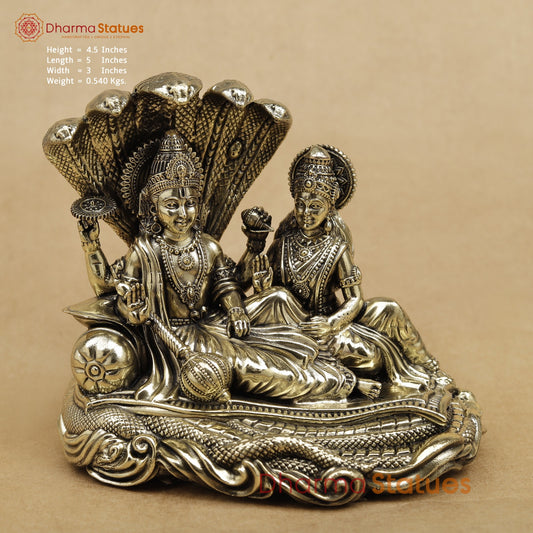 Brass Vishnu Lakshmi Resting Fine 4.5"