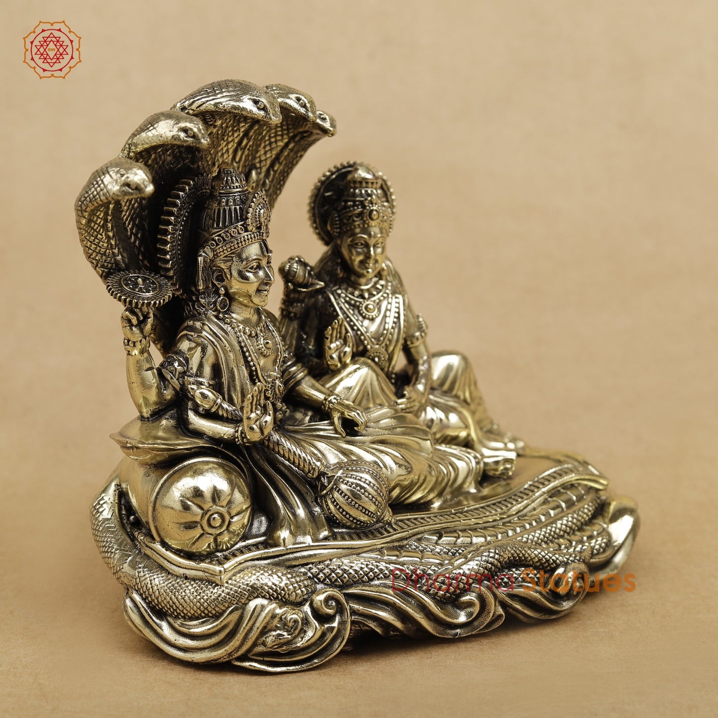 Brass Vishnu Lakshmi Resting Fine 4.5"