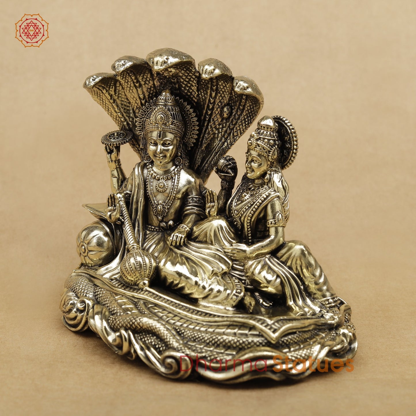 Brass Vishnu Lakshmi Resting Fine 4.5"