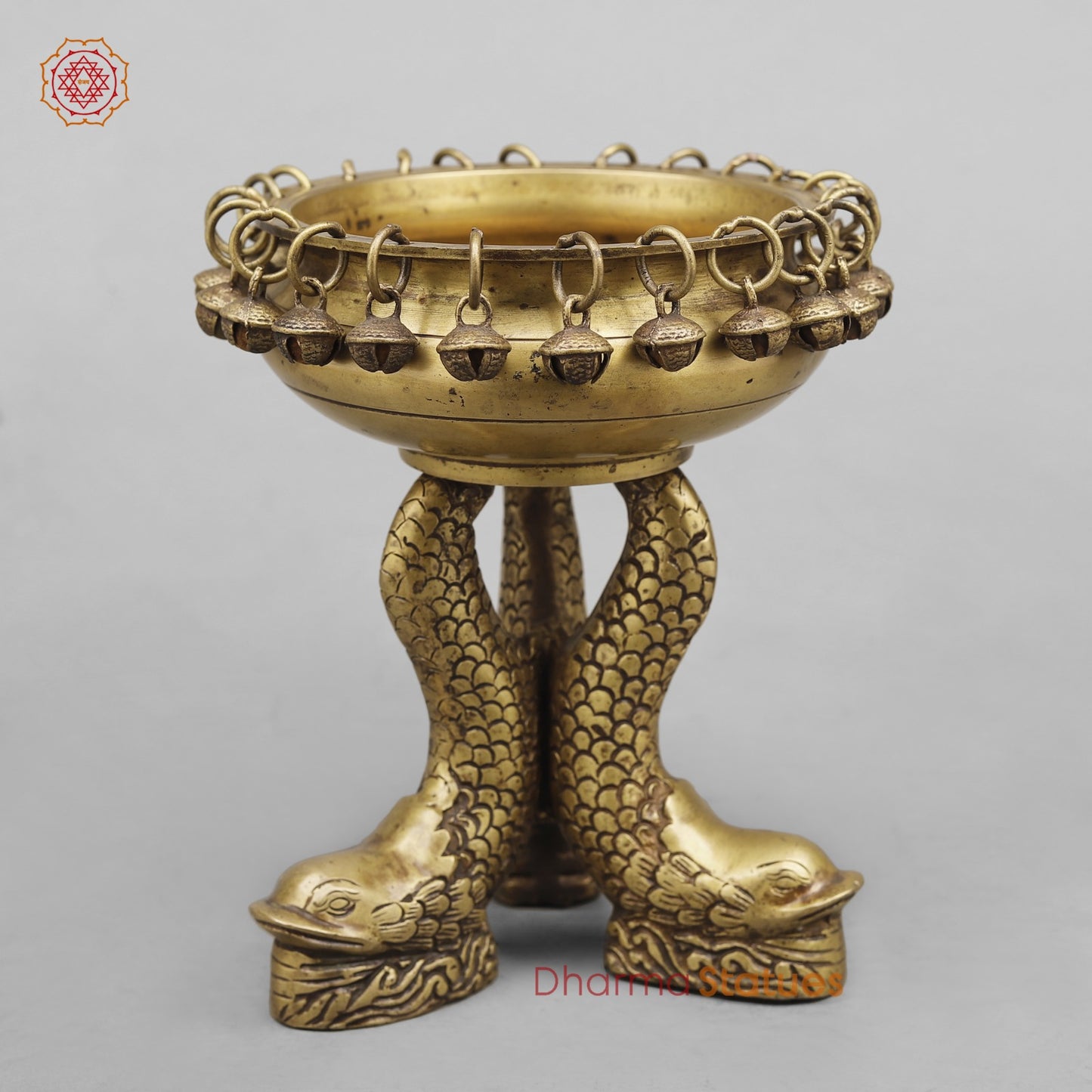 Brass Auspicious Fish Urli (Vastu Friendly), Antique Finish 8”