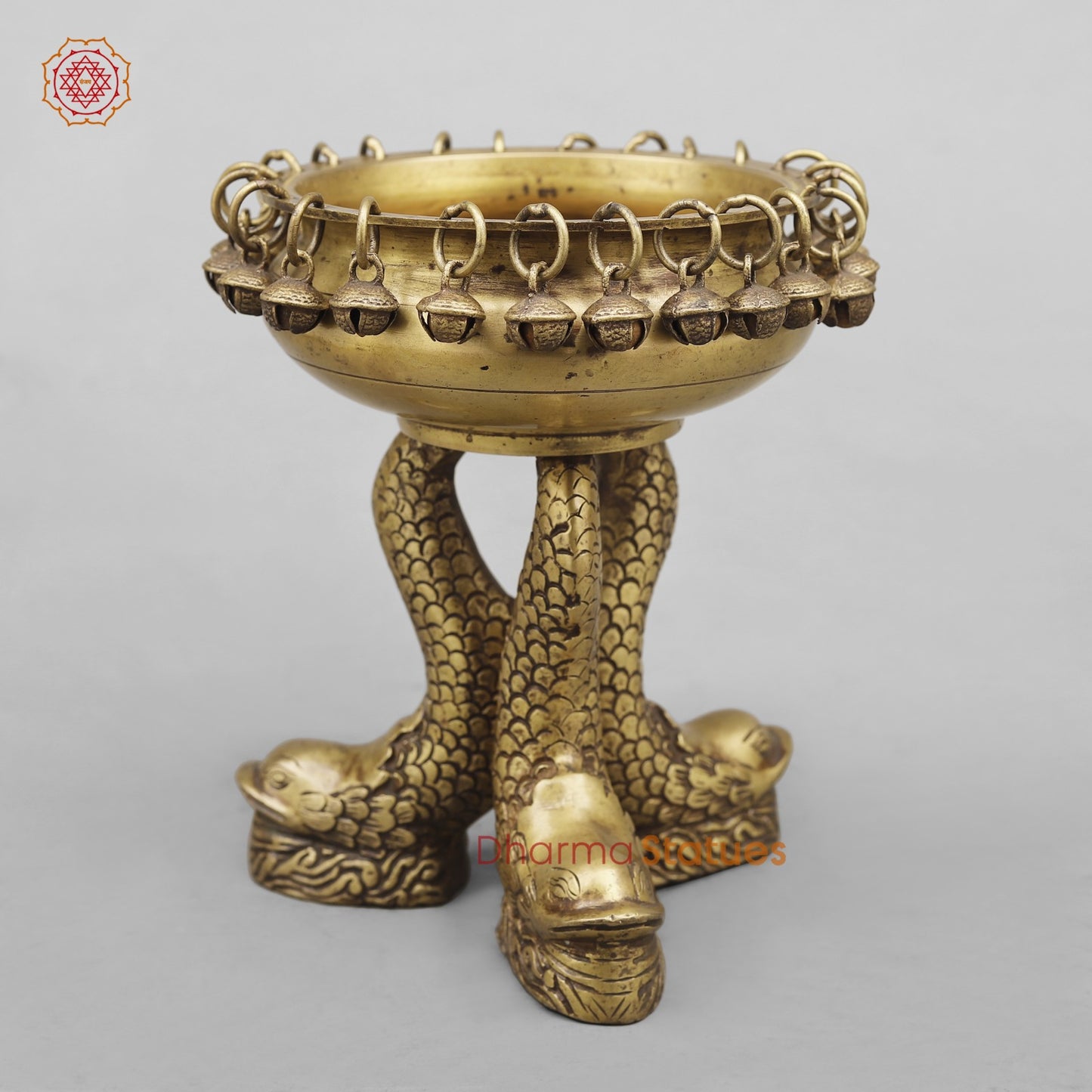 Brass Auspicious Fish Urli (Vastu Friendly), Antique Finish 8”