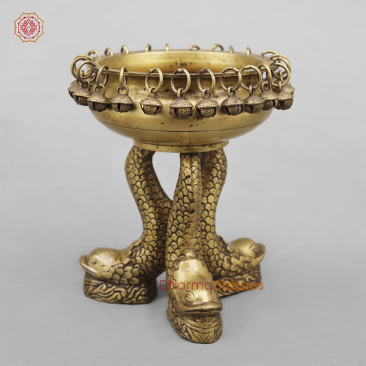 Brass Auspicious Fish Urli (Vastu Friendly), Antique Finish 8”