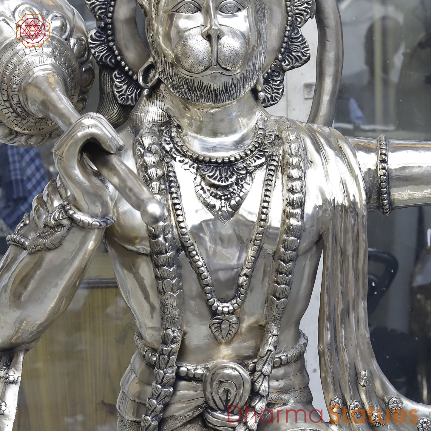 Brass Hanuman Standing Large, Smooth Finish 62”