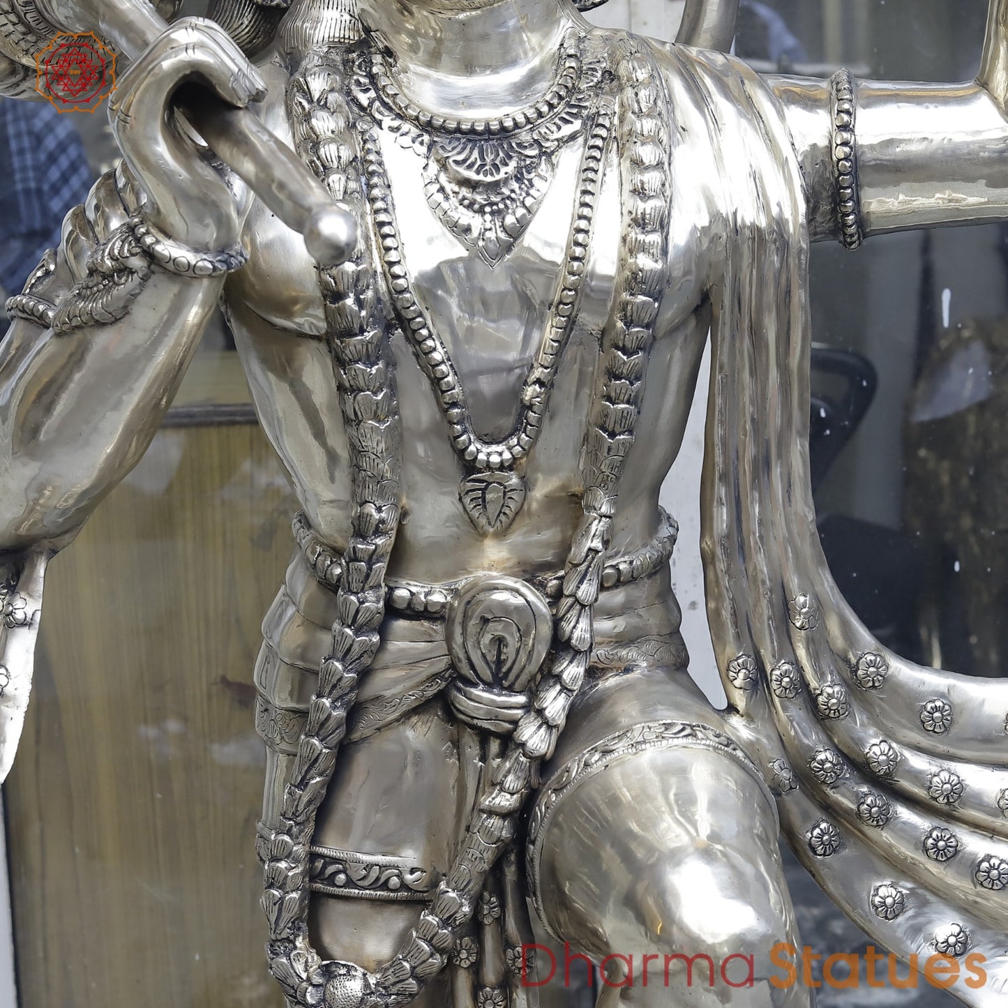 Brass Hanuman Standing Large, Smooth Finish 62”