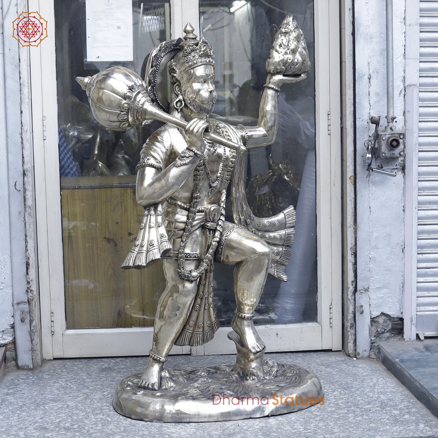 Brass Hanuman Standing Large, Smooth Finish 62”