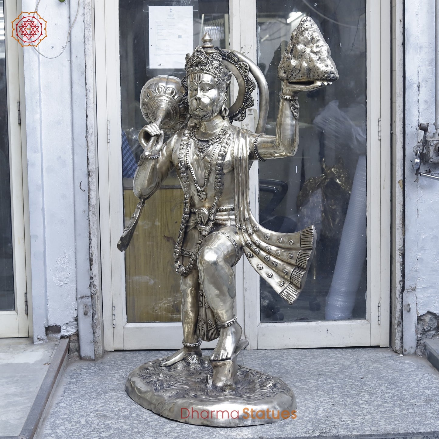 Brass Hanuman Standing Large, Smooth Finish 62”