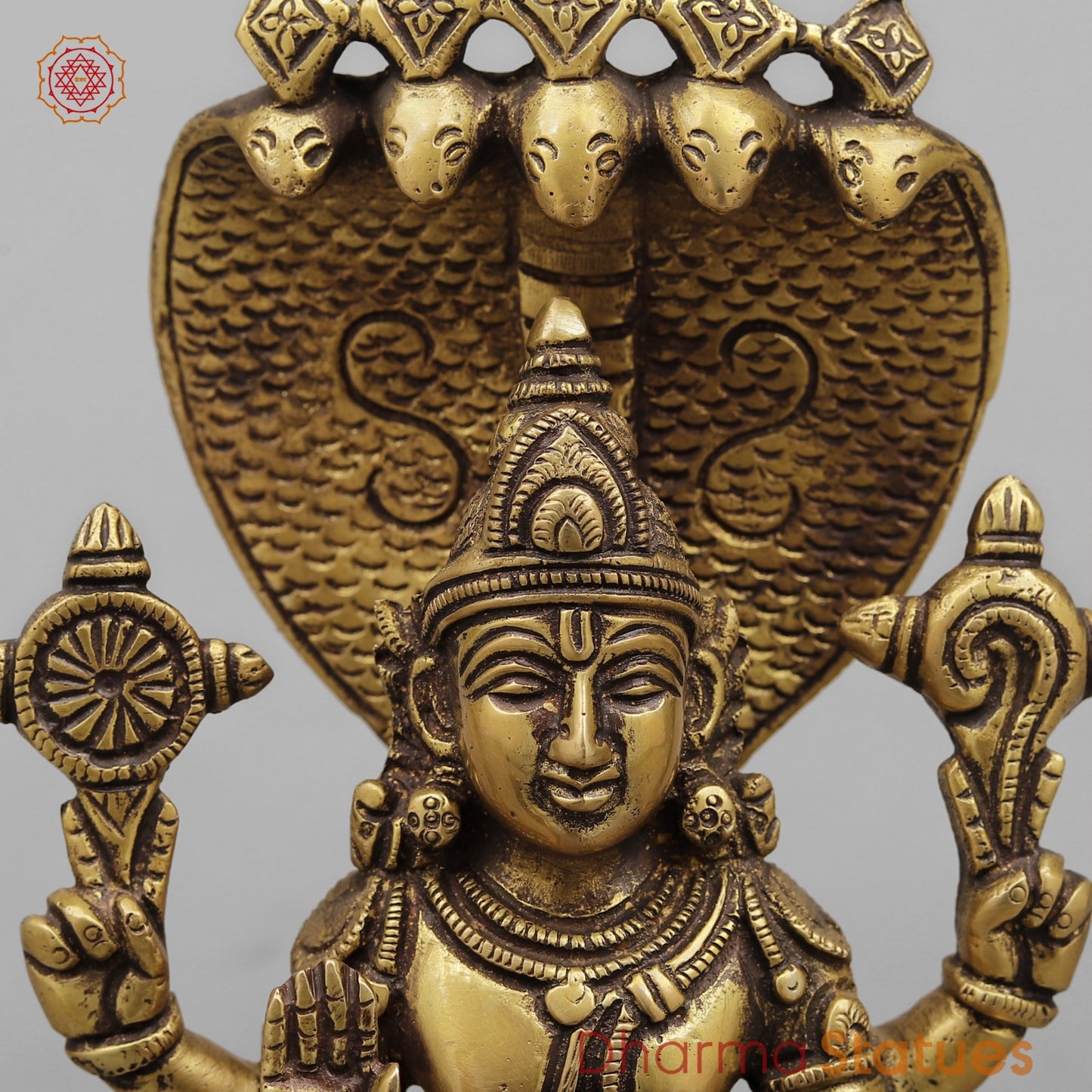 Brass Maha-Abhishekam Vishnu seated , Antique Finish 6.5”