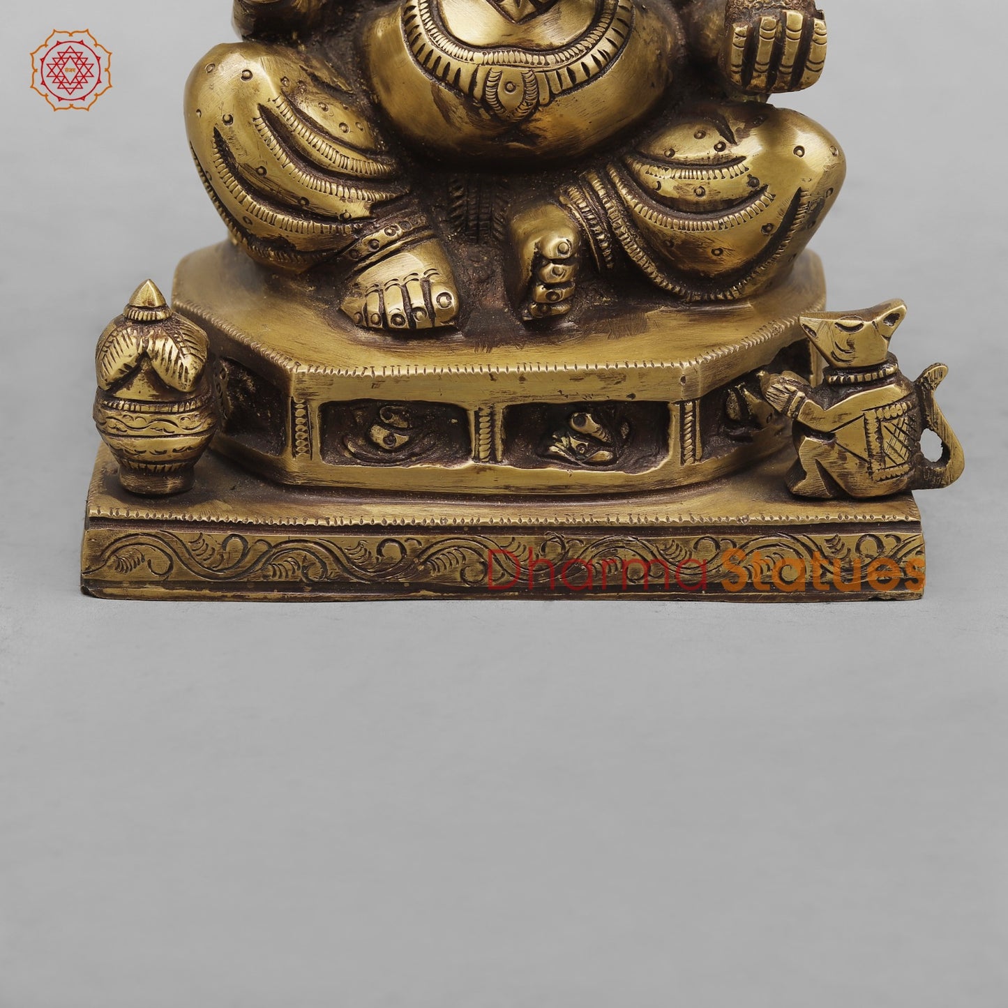 Brass Ashtvinayak Ganesh seated fine, Antique Finish 8”