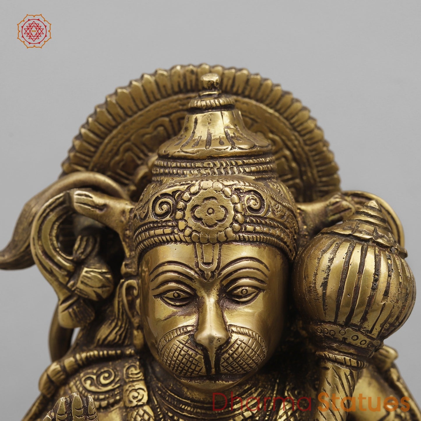 Brass Blessing Hanuman Ji Seated , Antique Finish 10”
