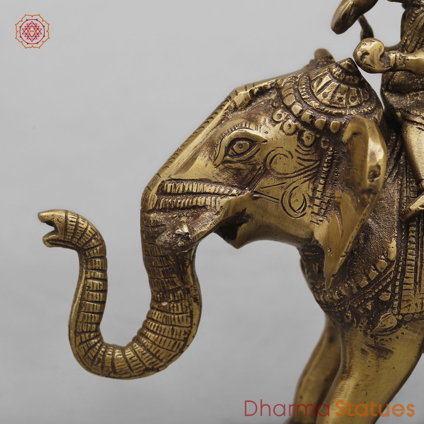Brass Ganesh And Ridhi Sidhi on Elephant, Antique Finish 7.5”