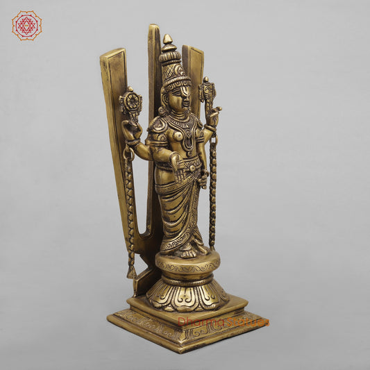 Brass Tirupati Balaji Fine, Antique Finish 14”