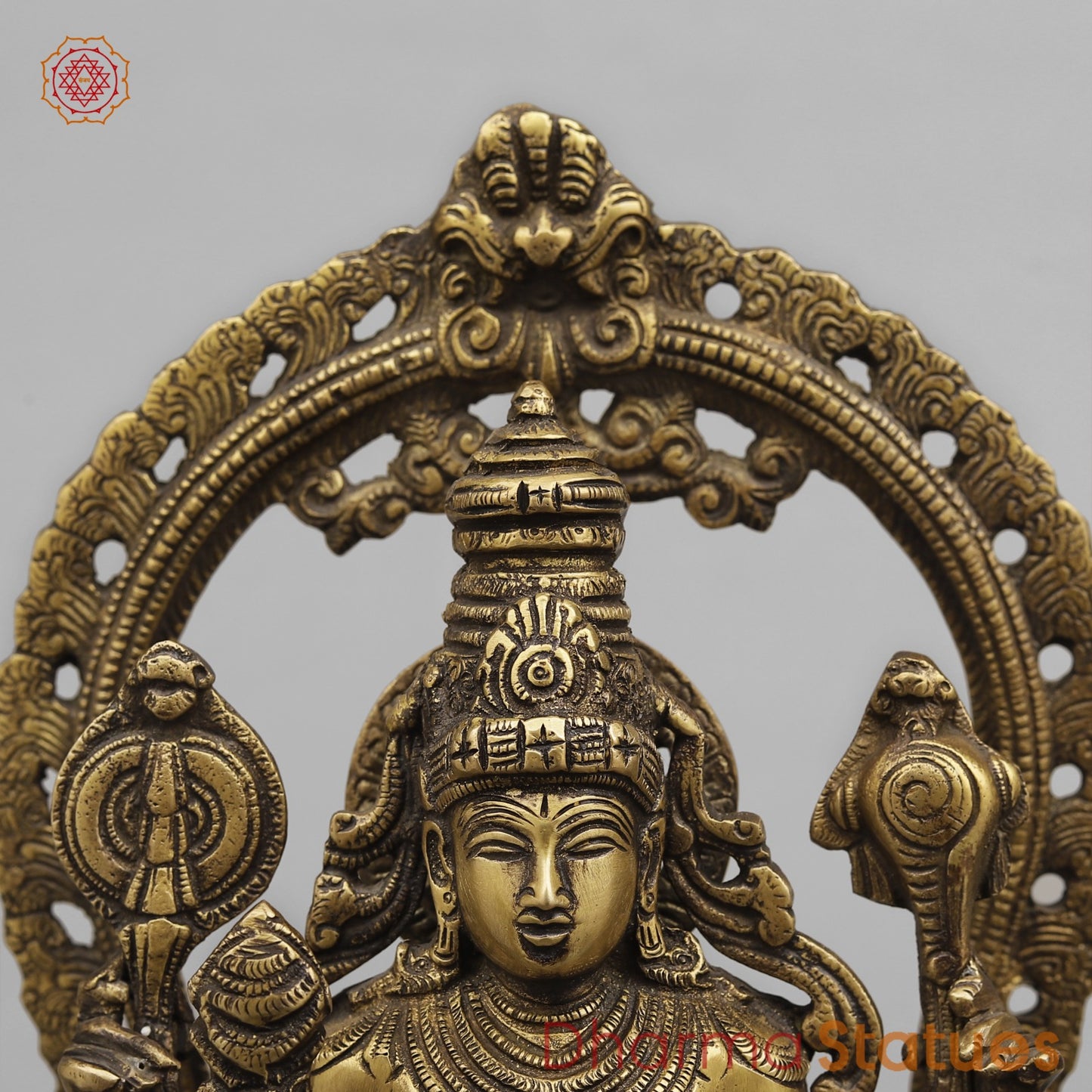 Brass Vishnu And Lakshmi Standing In arch Fine, Antique Finish 16”