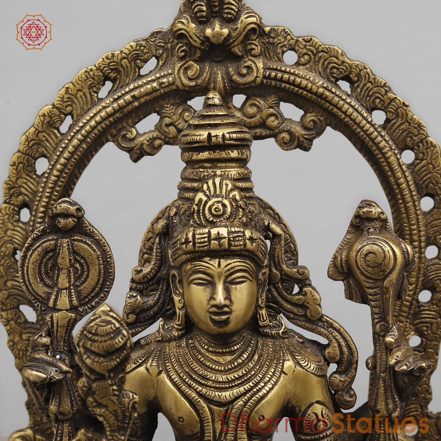 Brass Vishnu And Lakshmi Standing In arch Fine, Antique Finish 16”