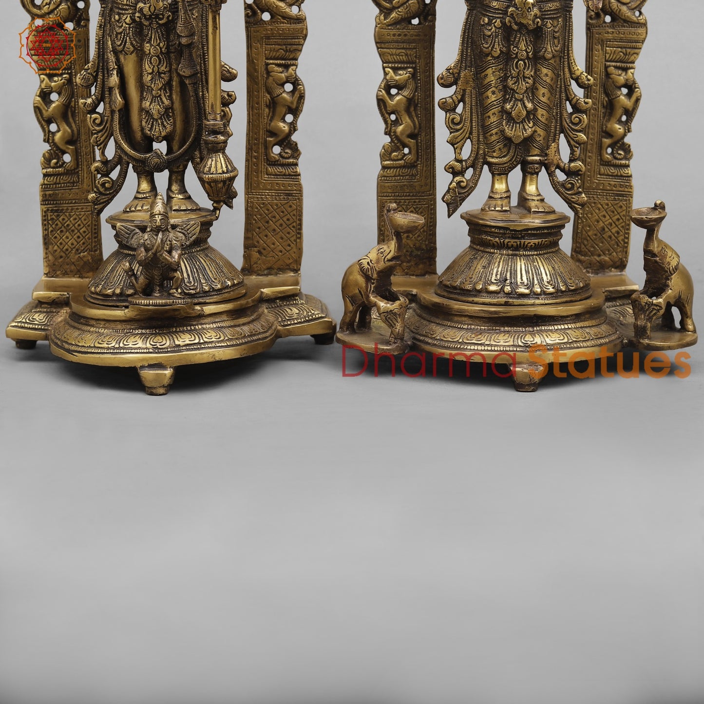 Brass Vishnu And Lakshmi Standing In arch Fine, Antique Finish 16”