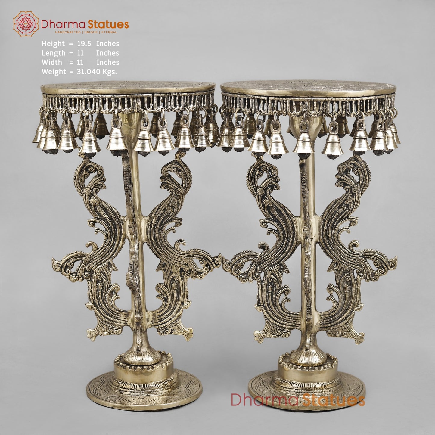 Brass Stand With Bell, Smooth Finish 19.5” (Single)