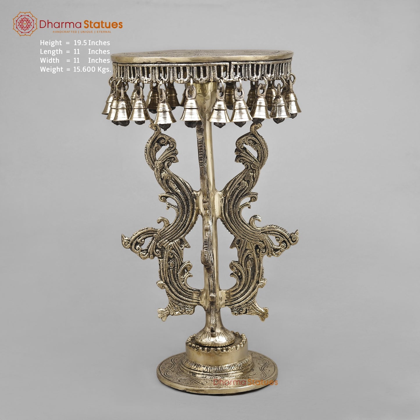 Brass Stand With Bell, Smooth Finish 19.5” (Single)