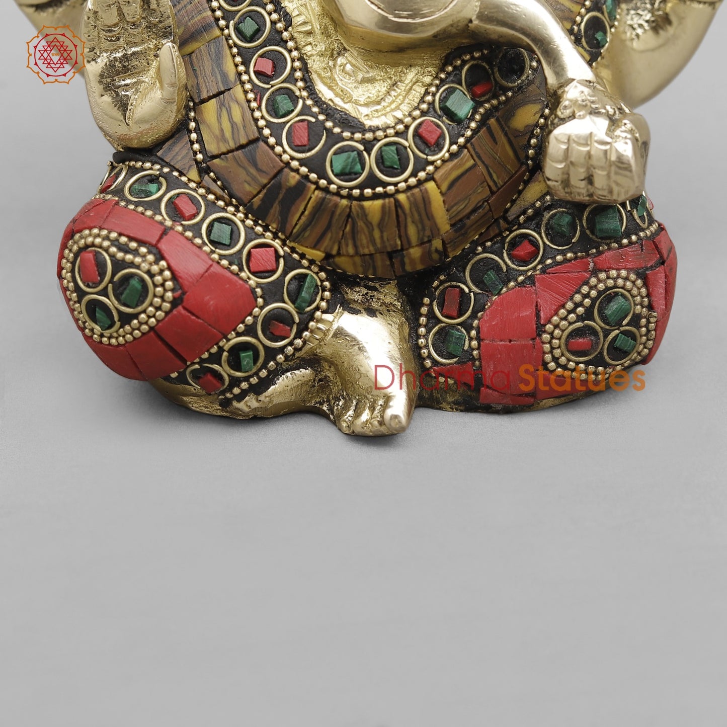 Brass Crown Ganesh Fine, Stone Work 5”