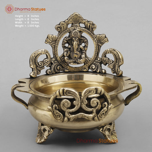 Brass Ganesh Urli Fine , Smooth Finish 8”