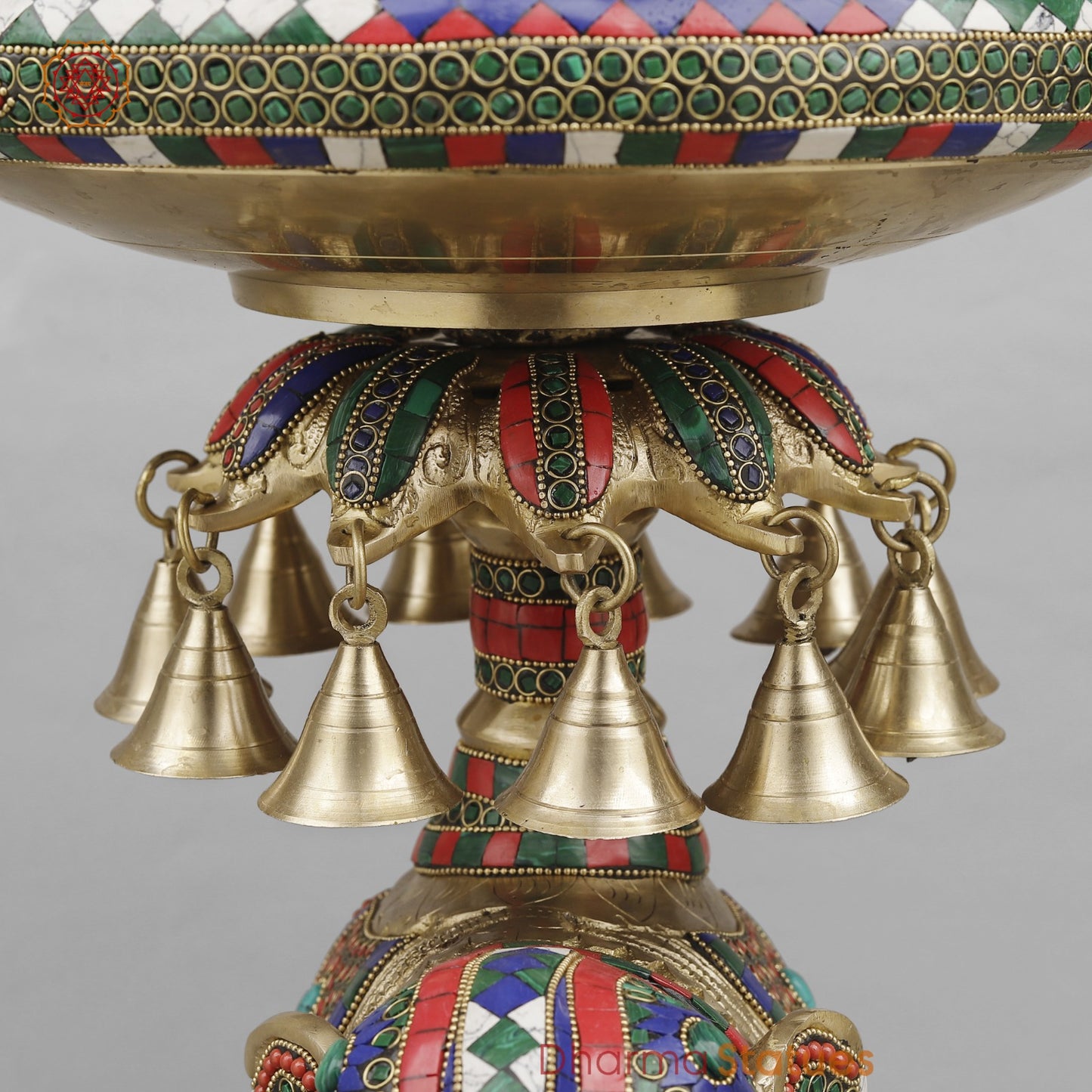 Brass Elephant Urli Fine, Stone Work 20.5”