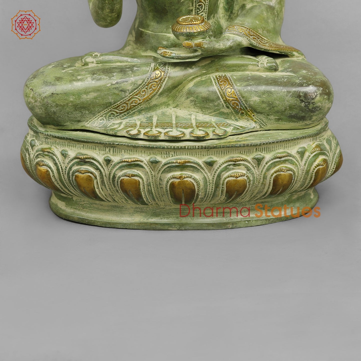 Brass Tree Buddha Fine, Green Patina Finish 20”