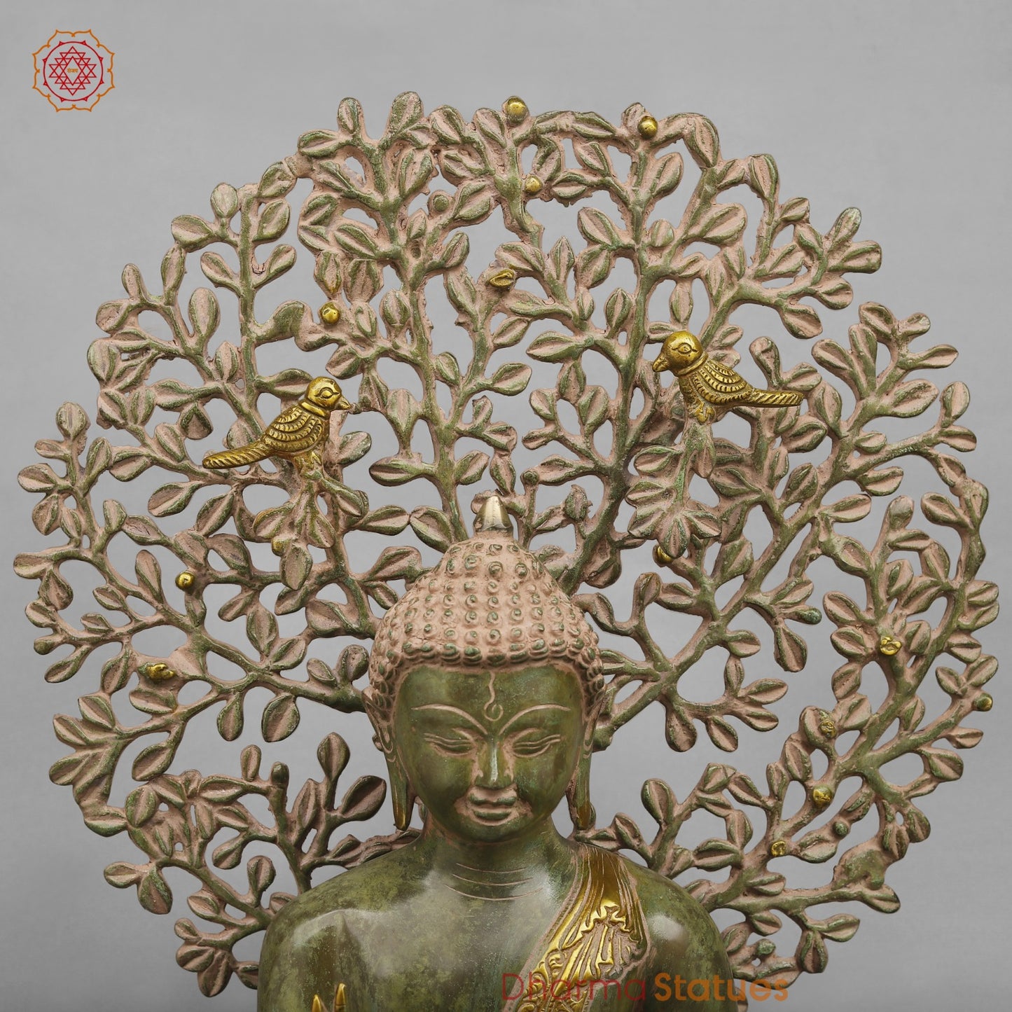 Brass Tree Buddha Fine, Natural Green Patina Finish 20”