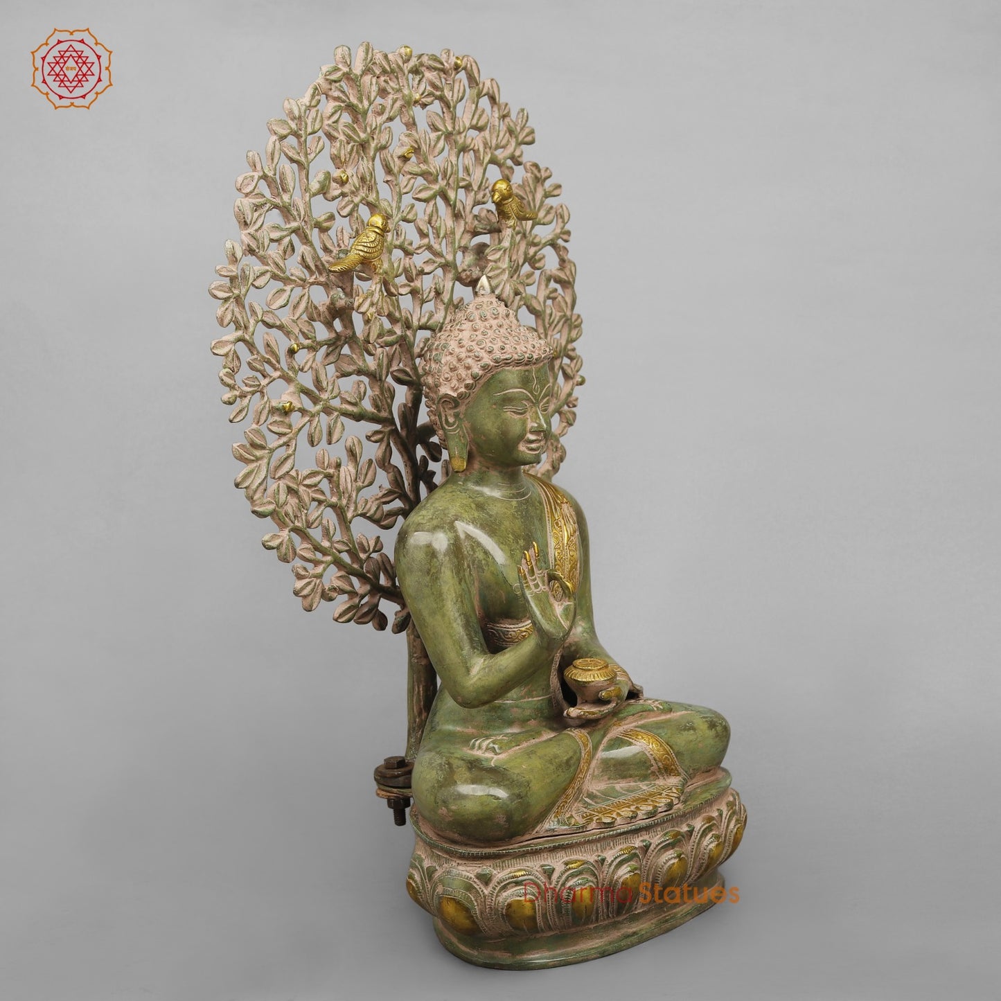 Brass Tree Buddha Fine, Natural Green Patina Finish 20”