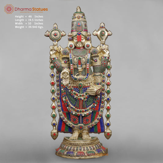 Brass Tirupati Balaji Fine, Stone Work Finish 46”