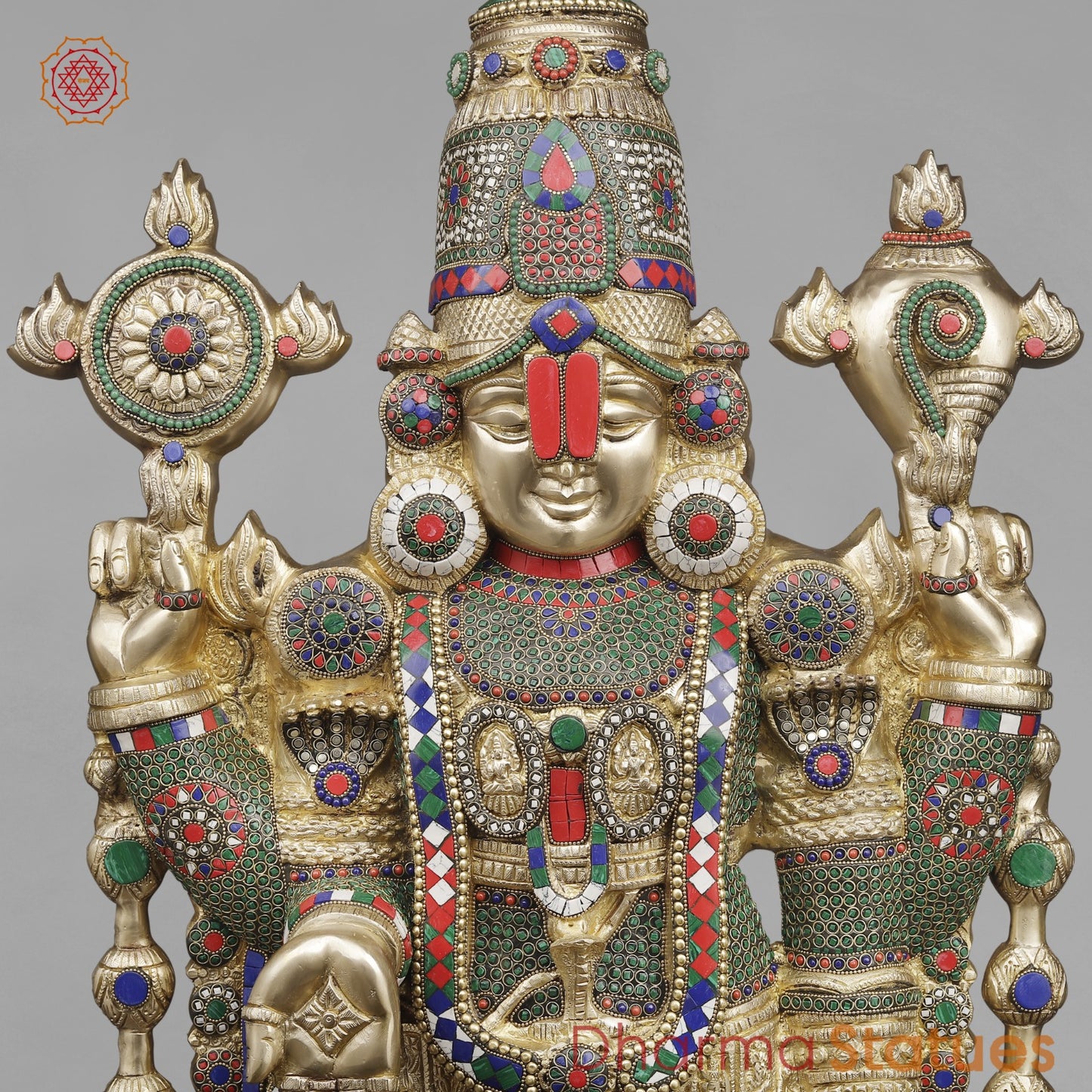 Brass Tirupati Balaji Fine, Stone Work Finish 46”