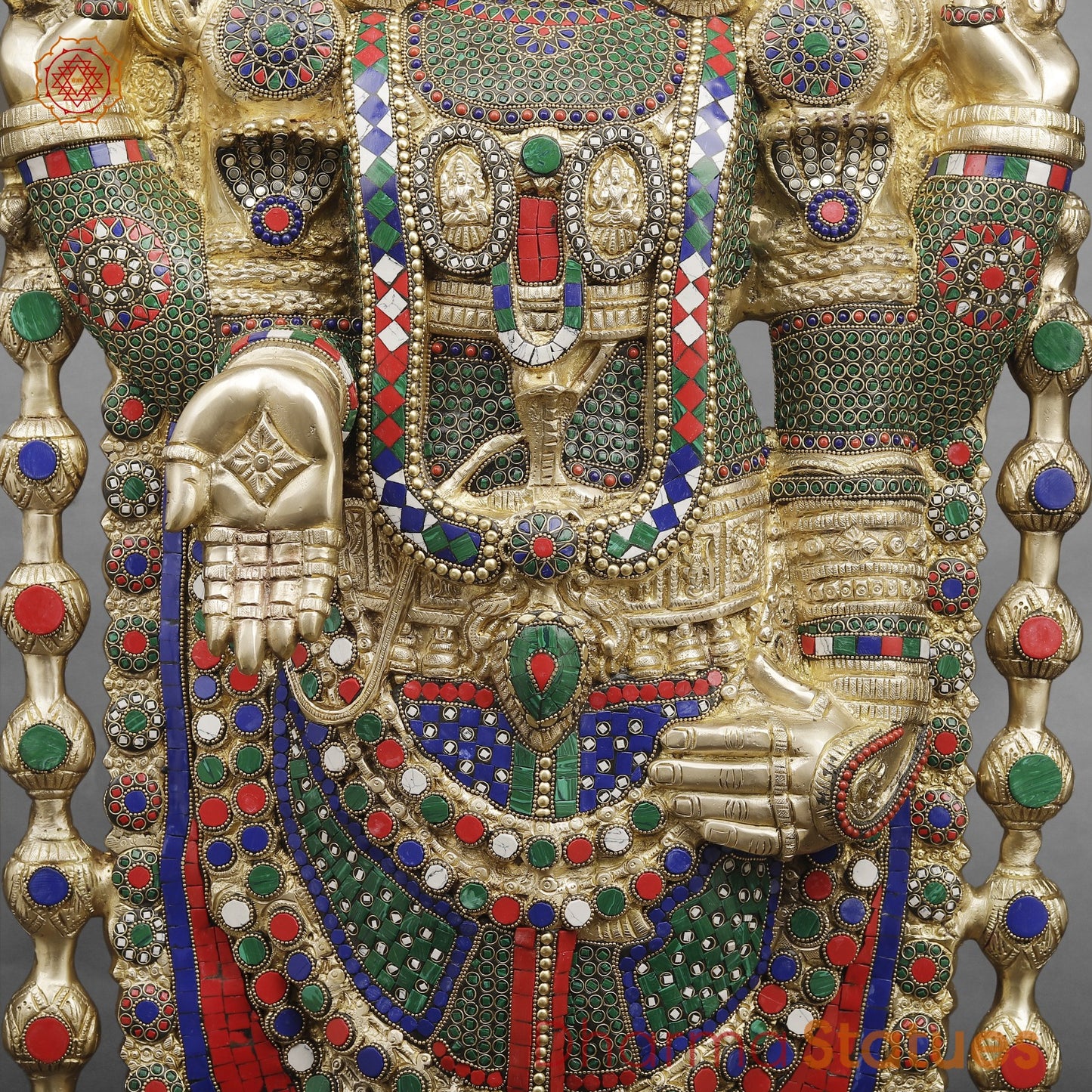 Brass Tirupati Balaji Fine, Stone Work Finish 46”