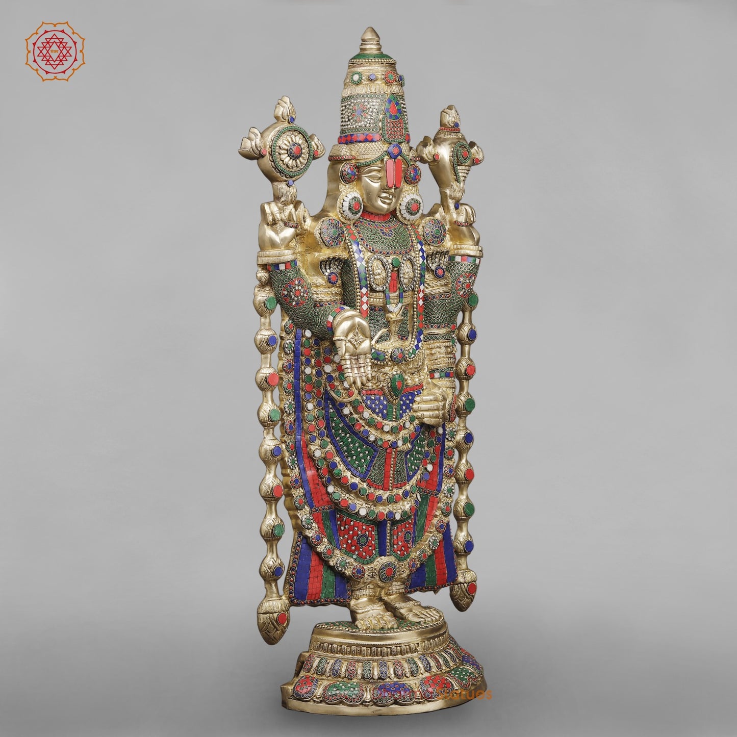 Brass Tirupati Balaji Fine, Stone Work Finish 46”