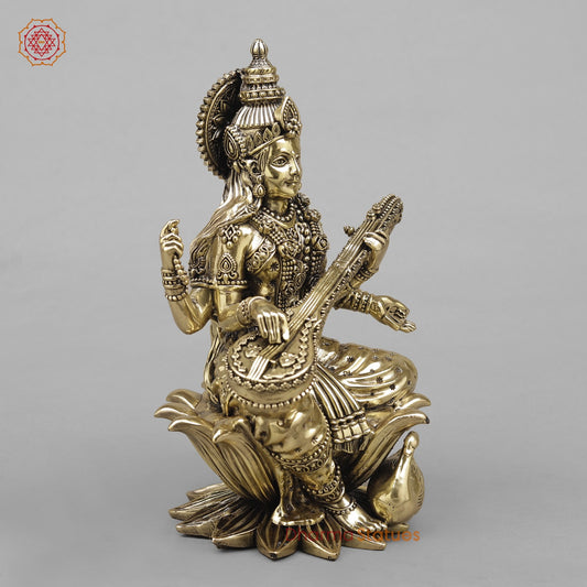 Brass Saraswati Seated Fine 10”